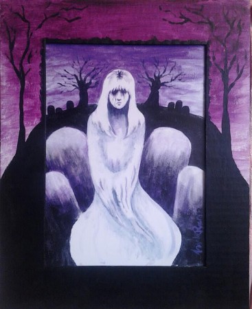 Done- Ghost Art Print with Hand Painted Cardboard Mat